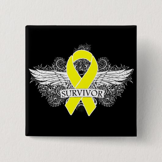 Hodenkrebs - Winged SURVIVOR Button (Vorderseite)