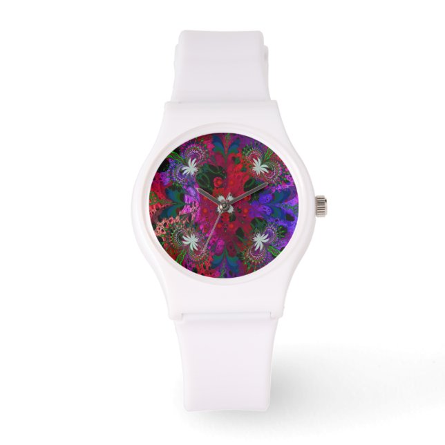 Hodge Podge Floral Abstrakt Armbanduhr (Vorderseite)