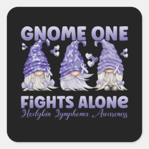 Hodgkin Lymphom Cancer Violet Ribbon Gnome Quadratischer Aufkleber