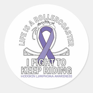 Hodgkin Lymphoma cancer awareness violet ribbon Runder Aufkleber