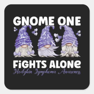 Hodgkin Lymphooma Cancer Violet Ribbon Gnome Quadratischer Aufkleber