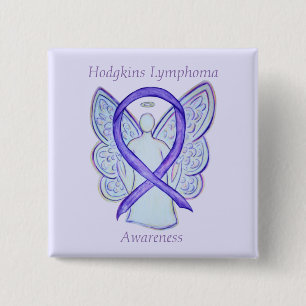 Hodgkins Lymphom Art Angel Violet Ribbon Buttone Button