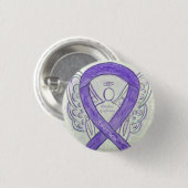 Hodgkins Lymphom Art Angel Violet Ribbon Buttone Button (Vorne & Hinten)