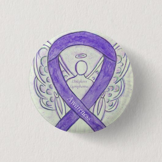 Hodgkins Lymphom Art Angel Violet Ribbon Buttone Button (Vorderseite)
