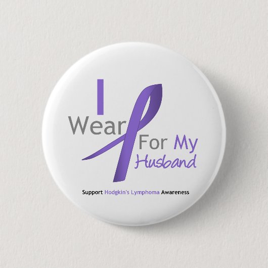 Hodgkin's Lymphom I Wear Violet Ribbon Husband Button (Vorderseite)