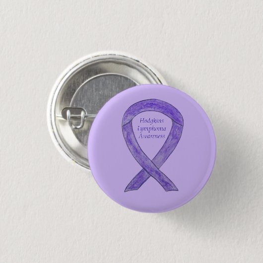Hodgkins Lymphom Violet Awareness Ribbon Button (Vorne & Hinten)