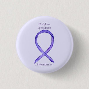 Hodgkins Lymphoma Art Violet Ribbon Custom Buttone Button