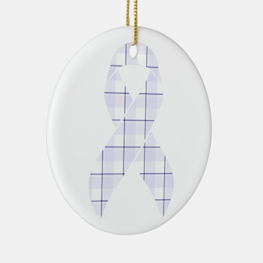 Hodgkin's Lymphoma Awareness Plaid Lavender Ribbon Keramik Ornament (Rechts)