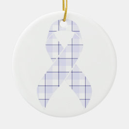 Hodgkin's Lymphoma Awareness Plaid Lavender Ribbon Keramik Ornament