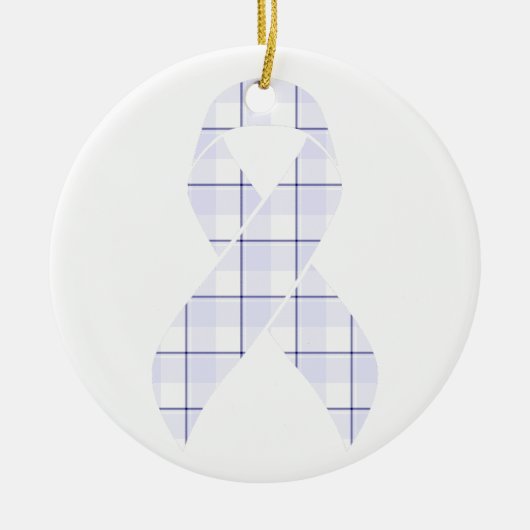 Hodgkin's Lymphoma Awareness Plaid Lavender Ribbon Keramik Ornament (Vorne)