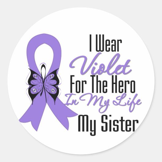 Hodgkins Lymphoma Ribbon My Held My Sister Runder Aufkleber (Vorderseite)