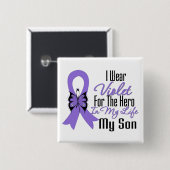 Hodgkins Lymphoma Ribbon My Held My Son Button (Vorne & Hinten)