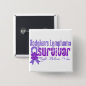 Hodgkins Lymphoma Survivor Blume Ribbon Button (Vorne & Hinten)