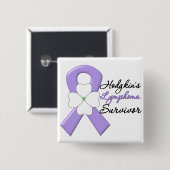 Hodgkin's Lymphoma Survivor Blume Ribbon Button (Vorne & Hinten)