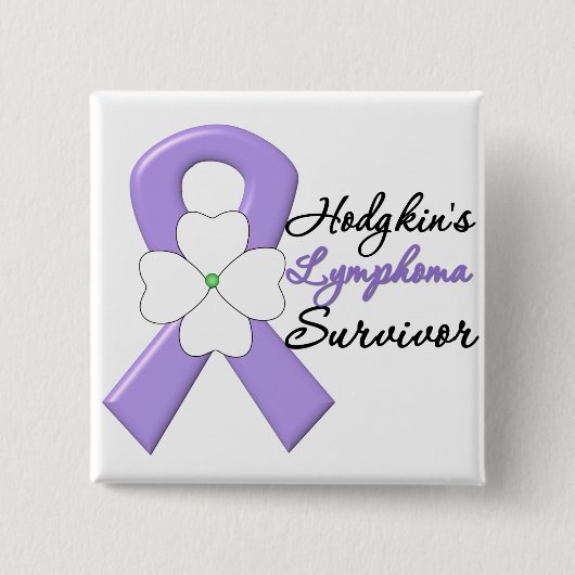 Hodgkin's Lymphoma Survivor Blume Ribbon Button (Vorderseite)