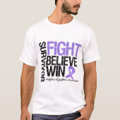 Hodgkins Lymphoma Survivor Fight Glaube Win Motto T-Shirt (Vorderseite)