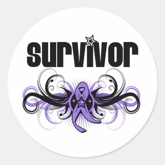 Hodgkins Lymphoma Survivor Grunge Winged Emblem Runder Aufkleber (Vorderseite)