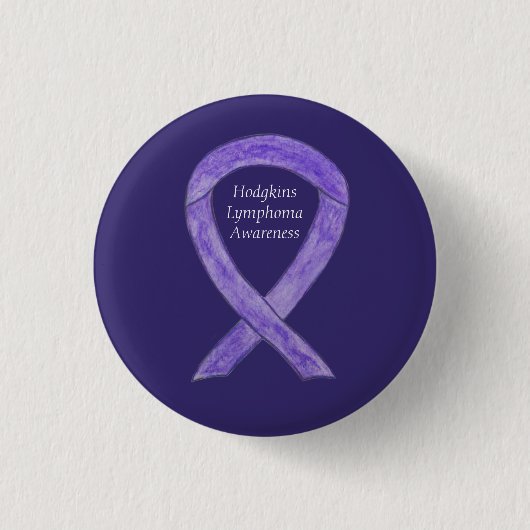 Hodgkins Lymphoma Violet Ribbon benutzerdefinierte Button (Vorderseite)