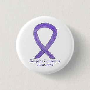 Hodgkins Lymphoma Violet Ribbon Custom Art Buttone Button