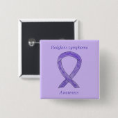 Hodgkins Lymphoma Violet Ribbon Custom Art Buttone Button (Vorne & Hinten)