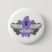 Hodgkins Lymphoma Winged SURVIVOR Ribbon Button (Vorderseite)
