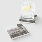 Hodgson's Pharmacy Athens Georgia Marble Untersetz Steinuntersetzer (Seitenansicht)