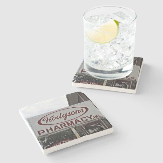 Hodgson's Pharmacy Athens Georgia Marble Untersetz Steinuntersetzer (Seitenansicht)