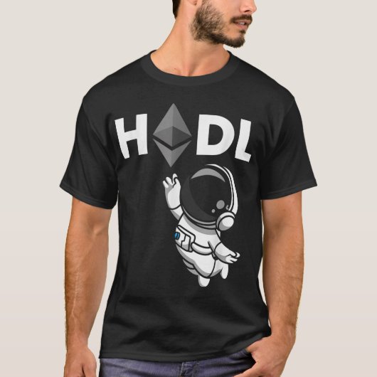 HODL Ethereum Astronaut Crypto Design T-Shirt (Vorderseite)