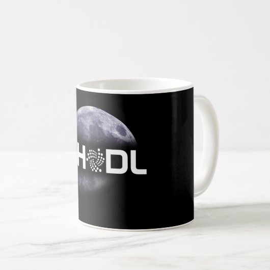 #HODL Iota zur Mond-Schwarz-Tasse Kaffeetasse (VorderseiteRechts)