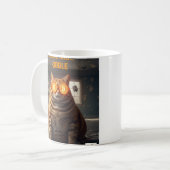 HODL & Kibble: Bitcoin Baron Cat Kaffeetasse (Vorderseite Links)