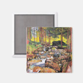 Hodler - Wald mit Bergbach, schöne Kunst Magnet (Vorderseite/Rückseite)