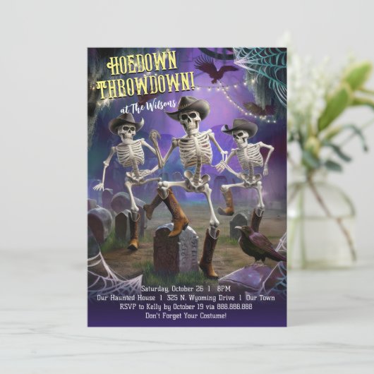 Hoedown Throwdown, Halloween Dance Party Einladung (Stehend Vorderseite)