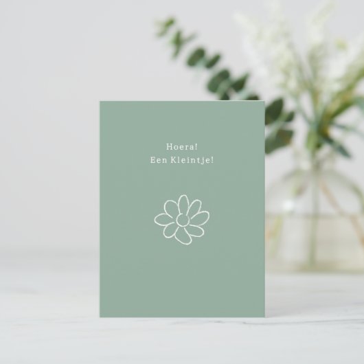 Hoera Een Kleintje Nieuwe Baby Bloem Quote Kaart Postkarte (Stehend Vorderseite)