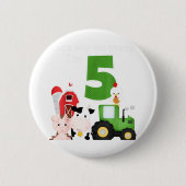 Hof Barnyard Animals Traktor 5th Birthday 5 Year Button (Vorderseite)