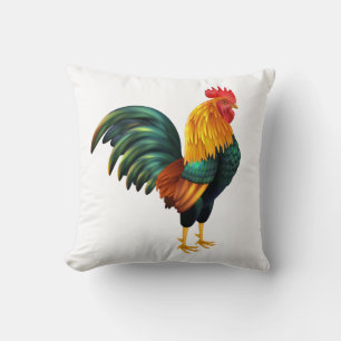 Hof Bauer Huhn Grün Gelb Weiß Hahn Kissen