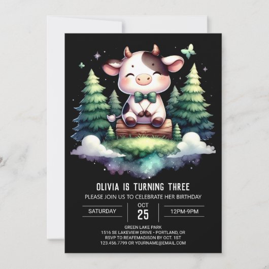Hof Custom Cow Birthday Einladung (Vorderseite)