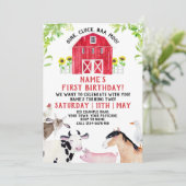 Hof Einladung zum Geburtstag, Boy Barn Party Tiere (Stehend Vorderseite)