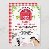 Hof Einladung zum Geburtstag, Boy Barn Party Tiere (Vorne/Hinten)