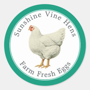 Hof Frische Eier Vintag Hen Egg Carton Emerald Runder Aufkleber