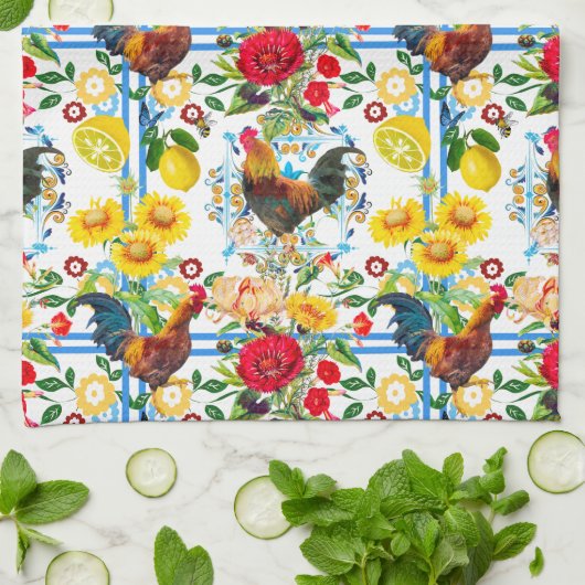 Hof, Hof, Vögel, Folklore Geschirrtuch (Gefaltet)