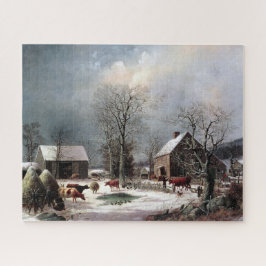 Hof im Winter George Henry Durrie 1858 Puzzle