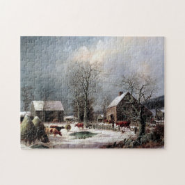 Hof im Winter George Henry Durrie 1858 Puzzle