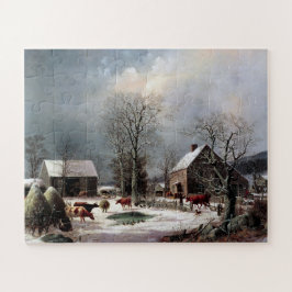 Hof im Winter George Henry Durrie 1858 Puzzle