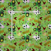 Hof Kuh Szene Stoff (Kachel)