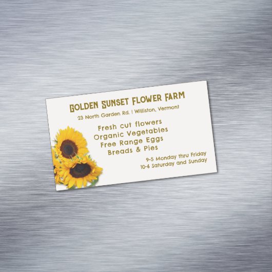 Hof Stand Sonnenblumen Visitenkarten Magnetische Visitenkarte (Beispiel)