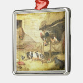 Hof-Szene Silbernes Ornament (Links)