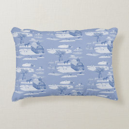 Hof Tier Toile Accent Pillow (blau auf blau) Dekokissen