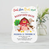 Hof, Tiere, Barnyard, Petting Zoo, Geburtstag Einladung (Stehend Vorderseite)