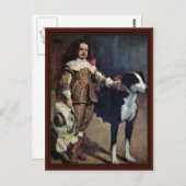Hof Zwerg mit Hund von Diego Velázquez Postkarte (Vorne/Hinten)