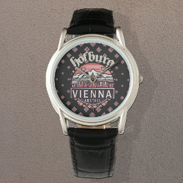 Hofburg in Circles Classic Black Leather Armbanduhr